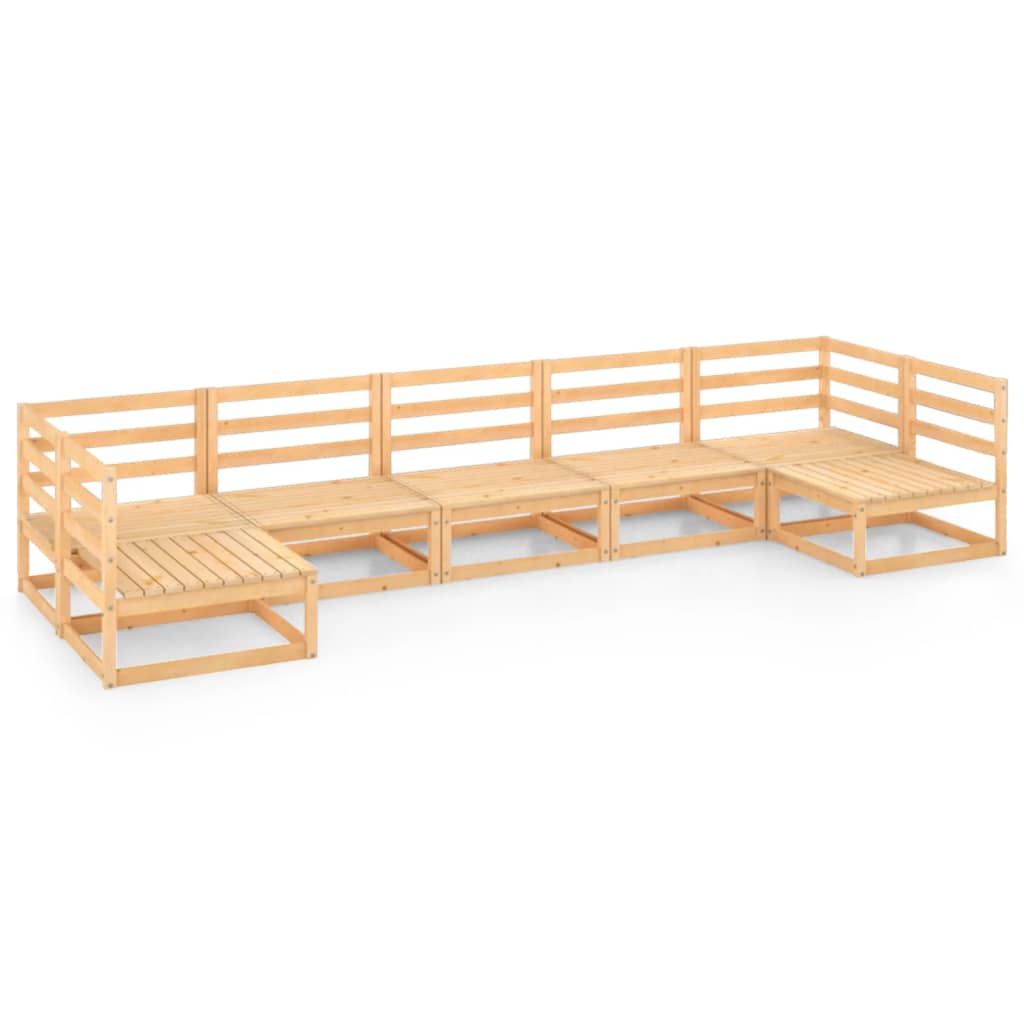 Set mobilier de gradina, 7 piese, lemn masiv de pin