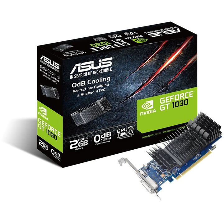 Видео карта ASUS GeForce GT 1030 2GB Low Profile, DDR4, 64bit, HDMI, DVI