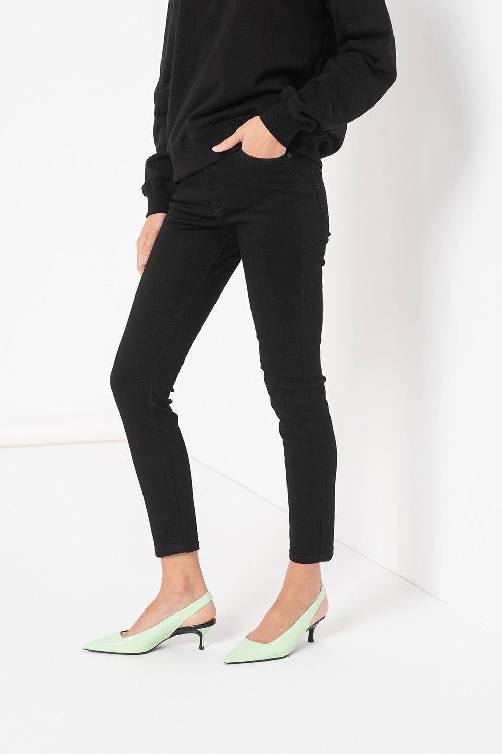 Diesel, Blugi super skinny D-Roisin, Negru stins