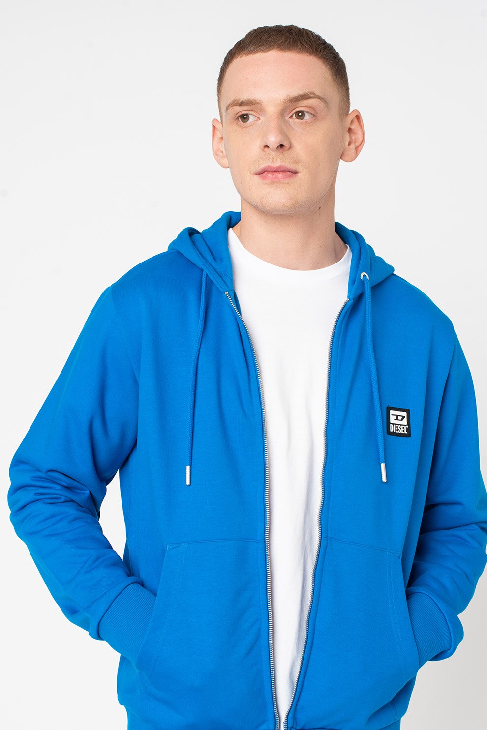 Diesel, Hanorac cu fermoar si buzunare frontale S-Girk, Albastru royal