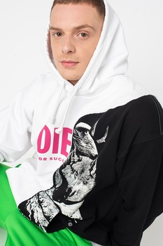 Diesel, Hanorac colorblock Blasty, Alb/Roz/Negru Diesel, Hanorac colorblock Blasty, Alb/Roz/Negru