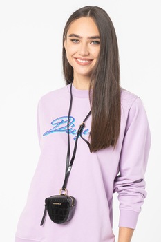 Diesel, Bluza sport cu decolteu la baza gatului si logo, Lila Diesel, Bluza sport cu decolteu la baza gatului si logo, Lila