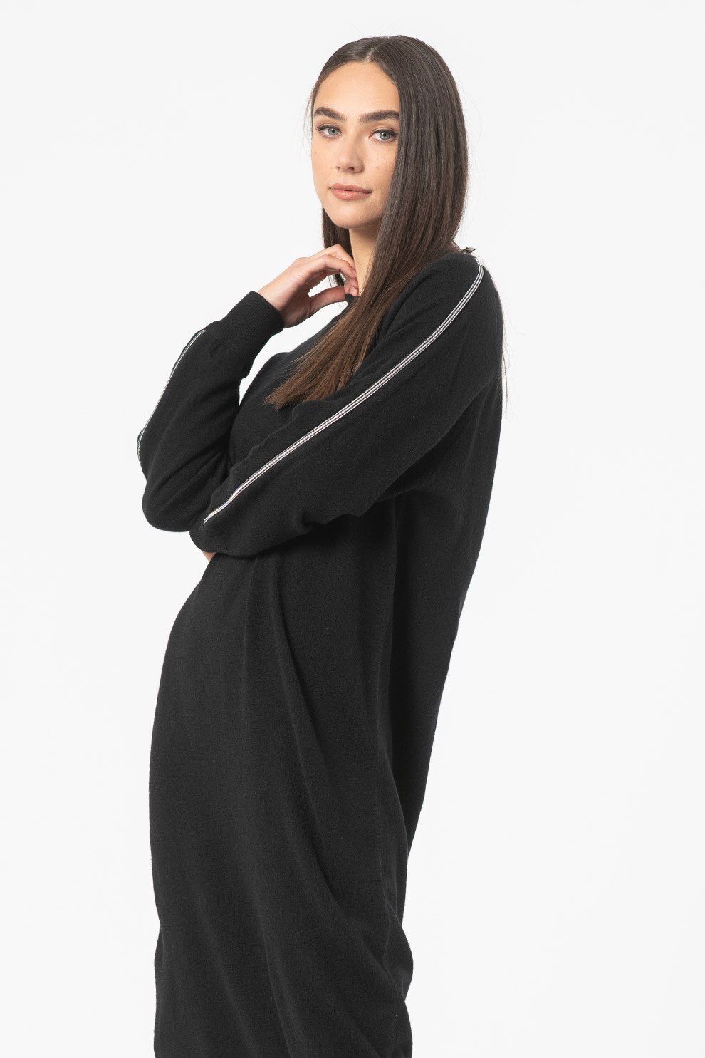 Diesel, Rochie midi lejera de lana, Negru