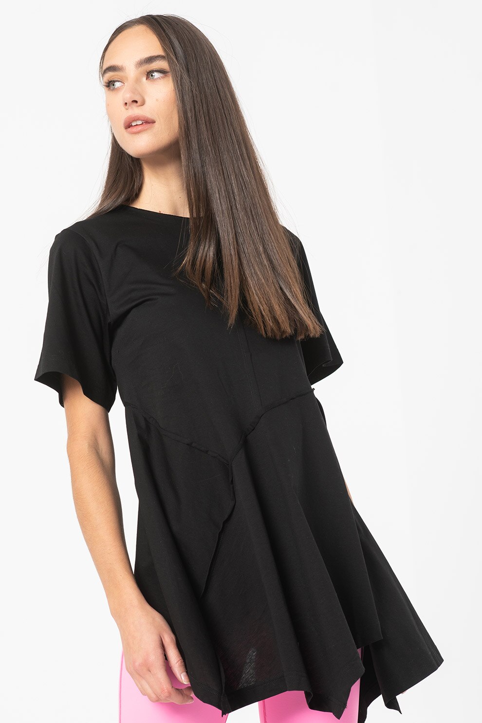 Diesel, Tricou asimetric cu model cu aplicatii Stormy, Negru