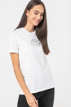 Diesel, Tricou slim fit Sily K9, Alb/Argintiu Diesel, Tricou slim fit Sily K9, Alb/Argintiu