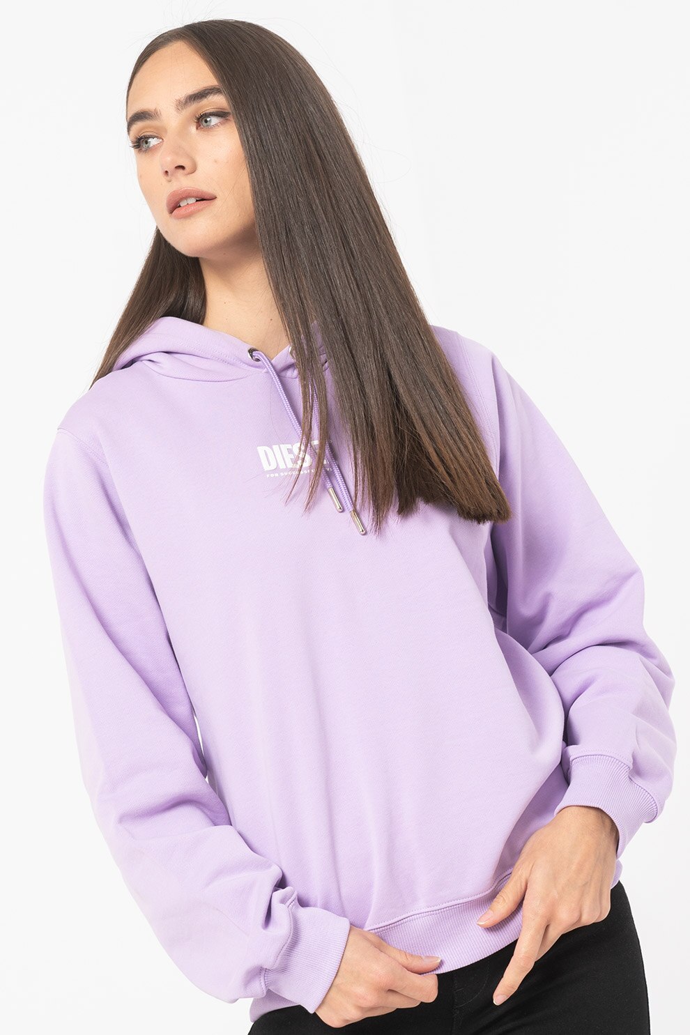 Diesel, Hanorac de bumbac cu logo, Lila