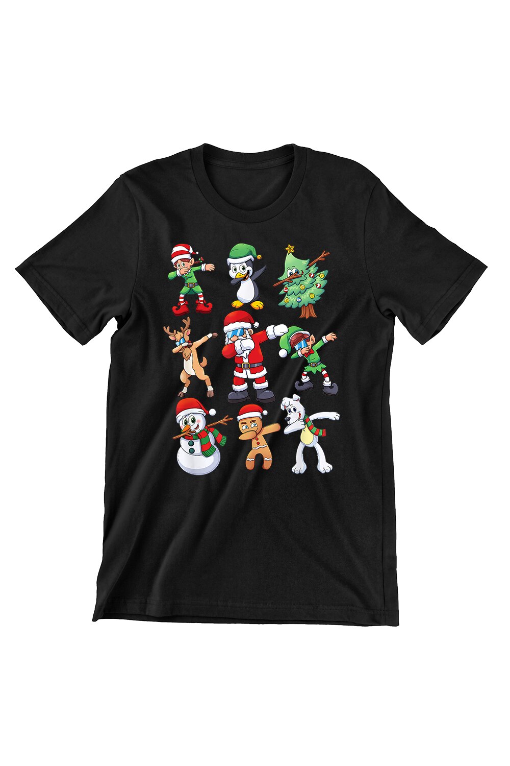 Tricou Femei de Craciun Funny, Dabbing group 2, regular fit, bumbac, Negru