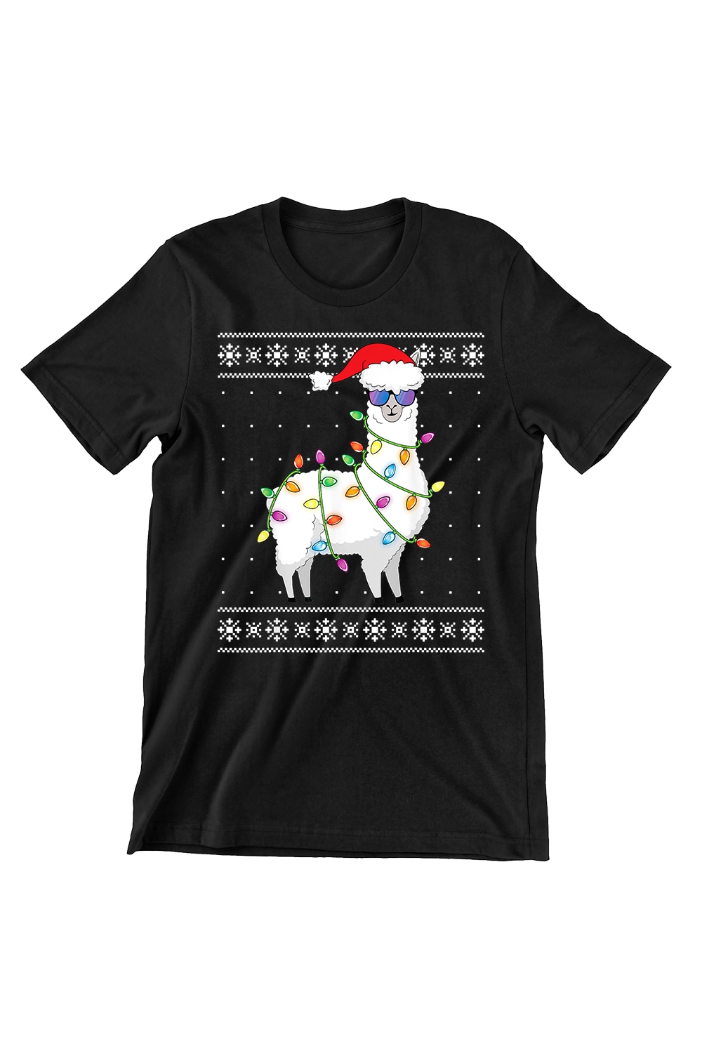 Tricou Femei de Craciun Funny, Alpaca Christmas, regular fit, bumbac, Negru