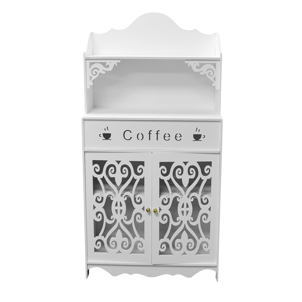 Dulap cu sertar si rafturi, Naimeed D3443, culoare Alb, 120 x 60 x 30 cm