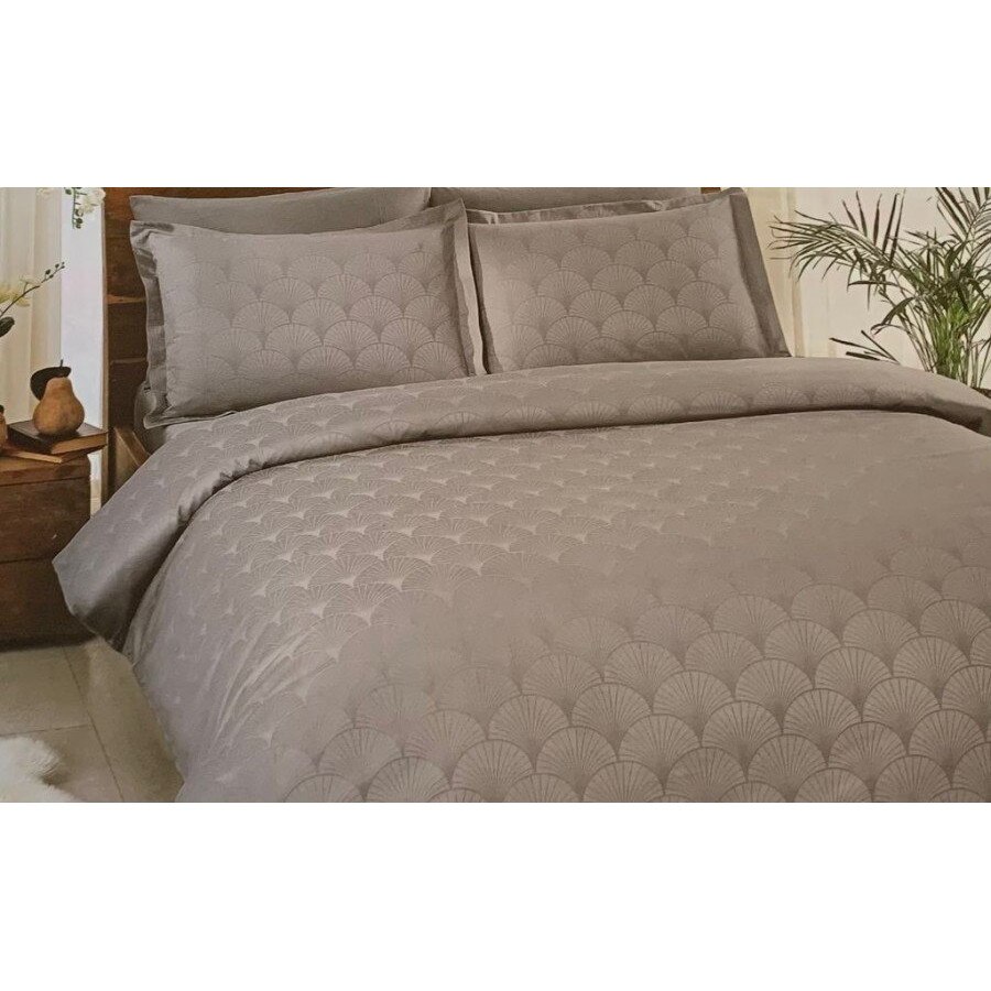 Lenjerie pat jacquard, satin de lux, 6 piese, TAC, Cross Gri Antracit