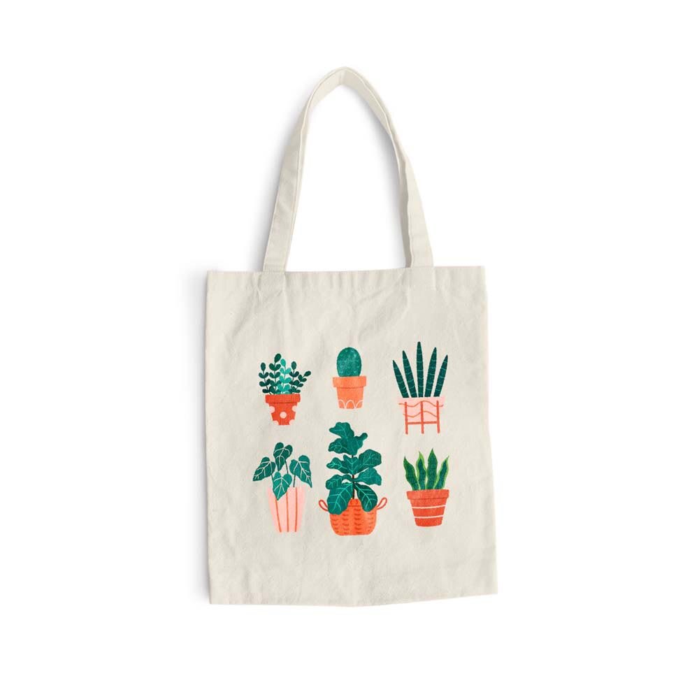 Sacosa bumbac pentru cumparaturi cu manere lungi, Flowers Collection, Houseplants, VA46
