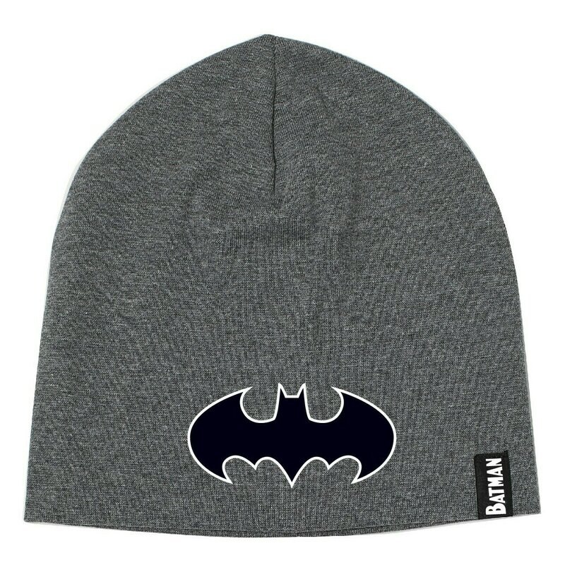 Caciula tip fes, tricotata, acril, Batman, gri