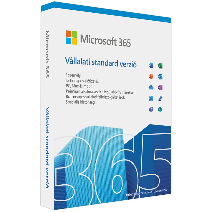 Microsoft 365 Vállalati standard verzió magyar 1 éves dobozos előfizetés (KLQ-00677)