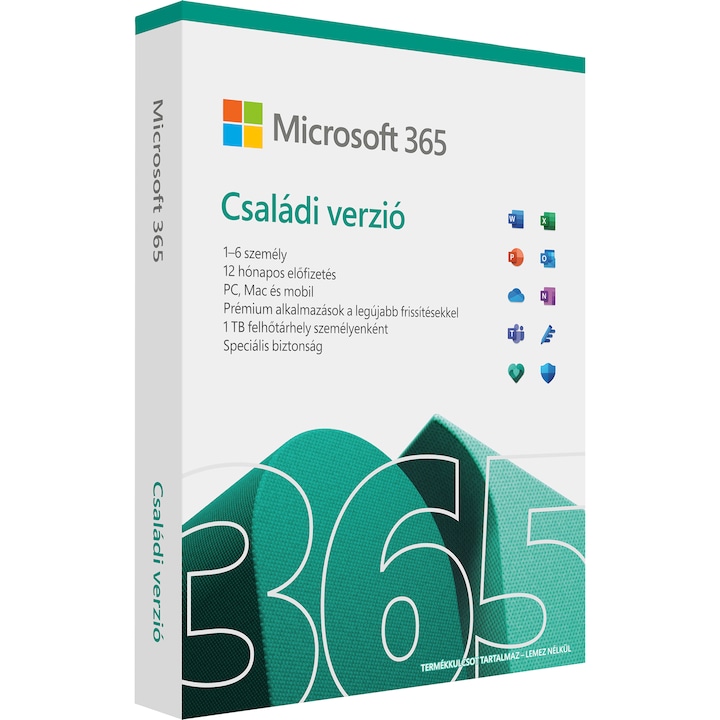 Microsoft 365 Családi verzió magyar 1 éves dobozos előfizetés (6GQ-01585)