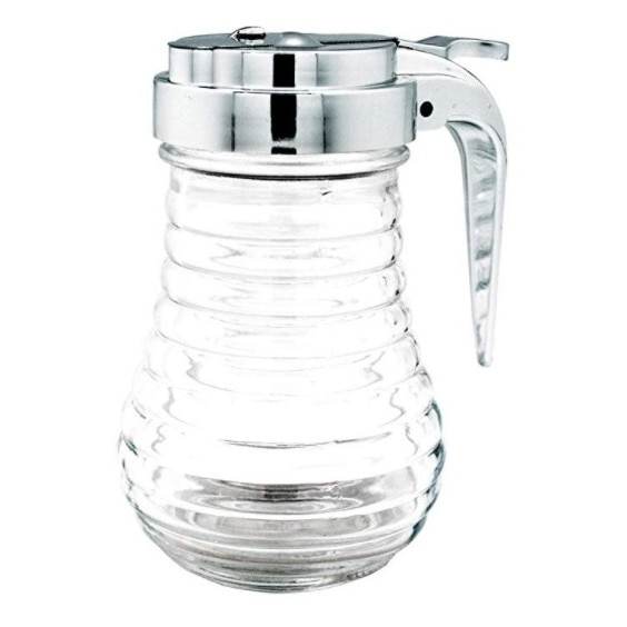 Borcan cu lingura spiralata pentru miere FIH 347 VinBouquet, sticla, plastic, trasnparent, 360 ml