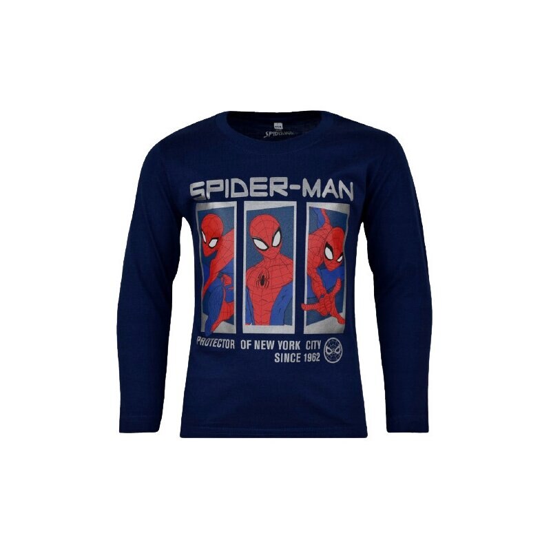 Bluza maneca lunga, bumbac, cu imprimeu, Spider Man, bluemarin