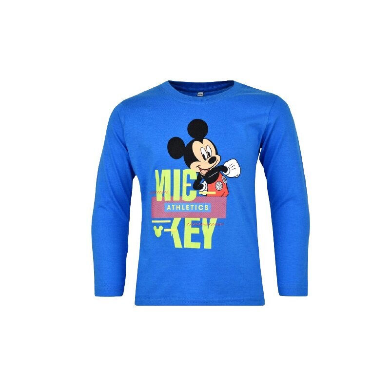 Bluza maneca lunga, bumbac, cu imprimeu, Mickey, albastra