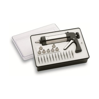 Set pistol din inox si 20 piese pentru decorarea prajiturilor, biscuitilor si fursecurilor, 250 ml Set pistol din inox si 20 piese pentru decorarea prajiturilor, biscuitilor si fursecurilor, 250 ml