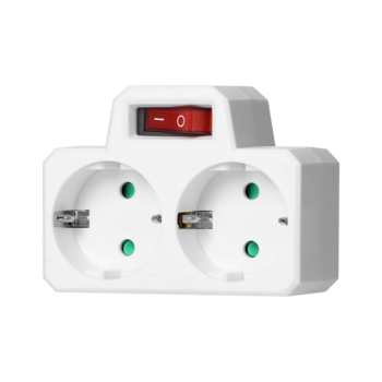 Dublu stecher cu oprire-pornire, Alb Dublu stecher cu oprire-pornire, Alb