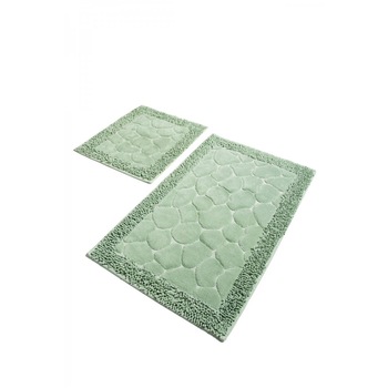 Set 2 covorase baie bumbac, 50x60cm, 60x100cm, Alessia Home, Stone - Mint Set 2 covorase baie bumbac, 50x60cm, 60x100cm, Alessia Home, Stone - Mint