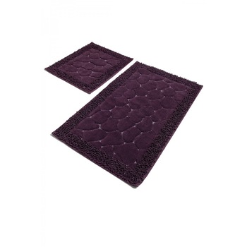 Set 2 covorase baie bumbac, 50x60cm, 60x100cm, Alessia Home, Stone-Purple Set 2 covorase baie bumbac, 50x60cm, 60x100cm, Alessia Home, Stone-Purple