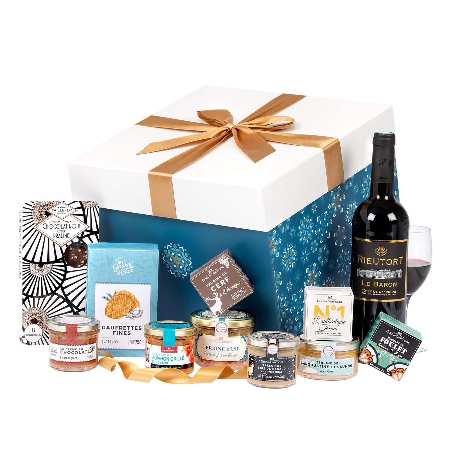Cos cadou Tentation cu terine, vin si dulciuri frantuzesti pentru Sarbatori, Ducs de Gascogne, 11 produse