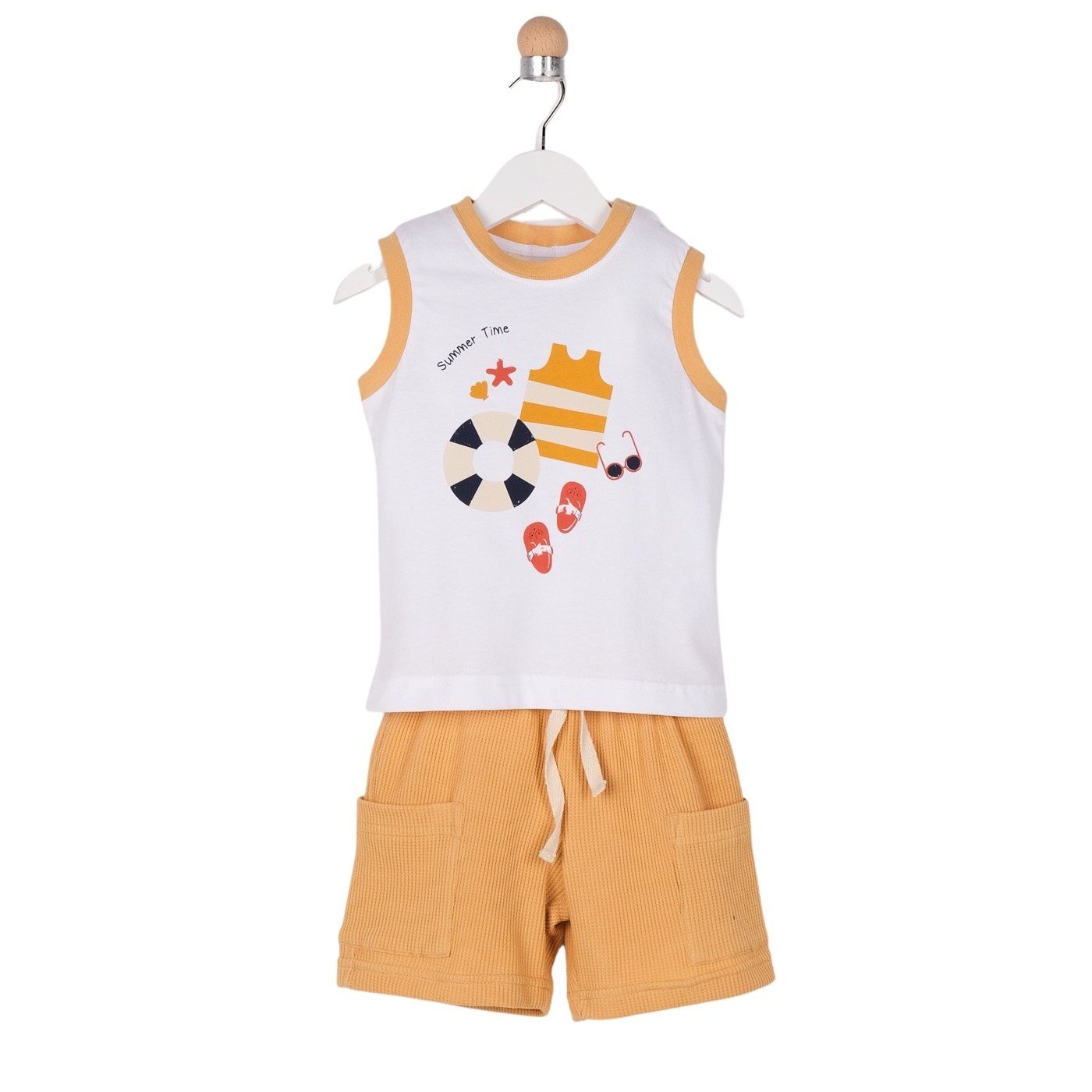 Set 2 piese pentru baieti, culoare galbena mustar 1382