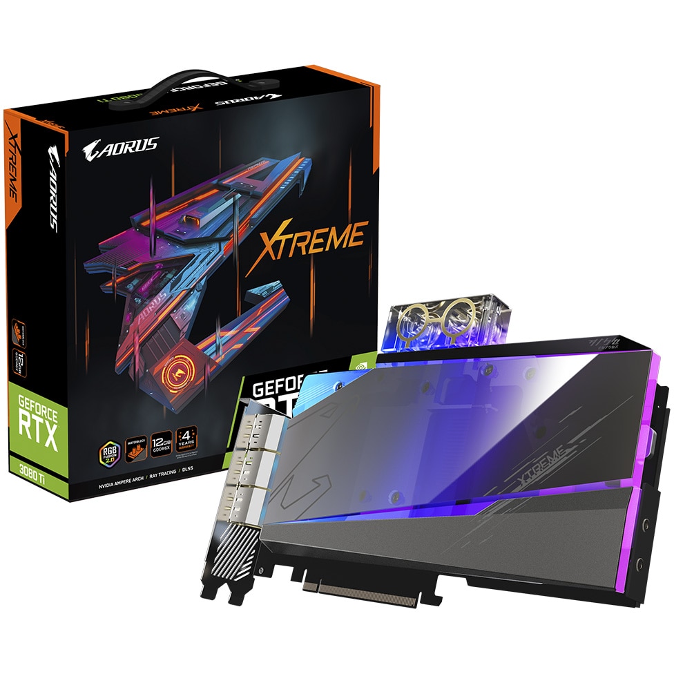 Placa video Gigabyte AORUS GeForce® RTX™ 3080 Ti XTREME WATERFORCE WB, 12GB GDDR6X, 384-bit