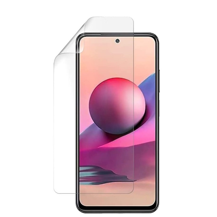 Set folii de protectie, pentru Xiaomi Redmi Note 10S, fata si spate, transparenta, din silicon