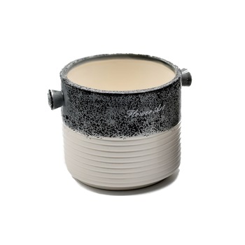 Ghiveci decorativ din ceramica, Naimeed D286 10 cm Alb-Negru Ghiveci decorativ din ceramica, Naimeed D286 10 cm Alb-Negru