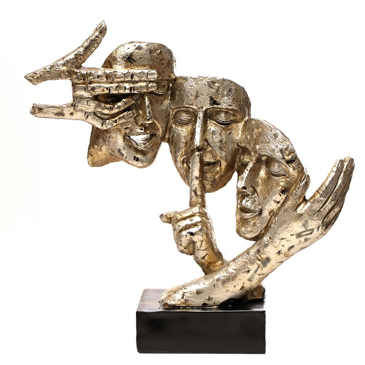 Statueta '3 masti' II, realizata din rasina, 32 cm