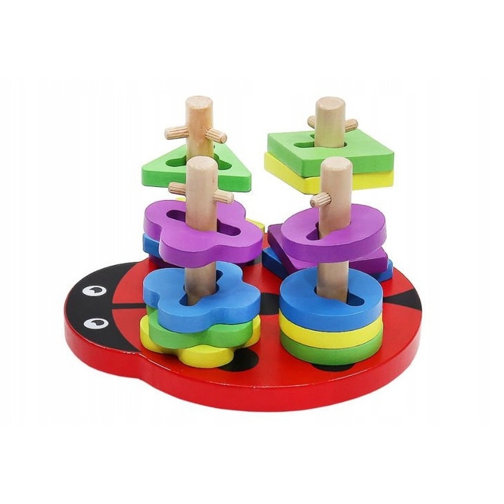 Gargarita interactiva din lemn, Zola®, forme geometrice, 15.5x 18x11.5 cm