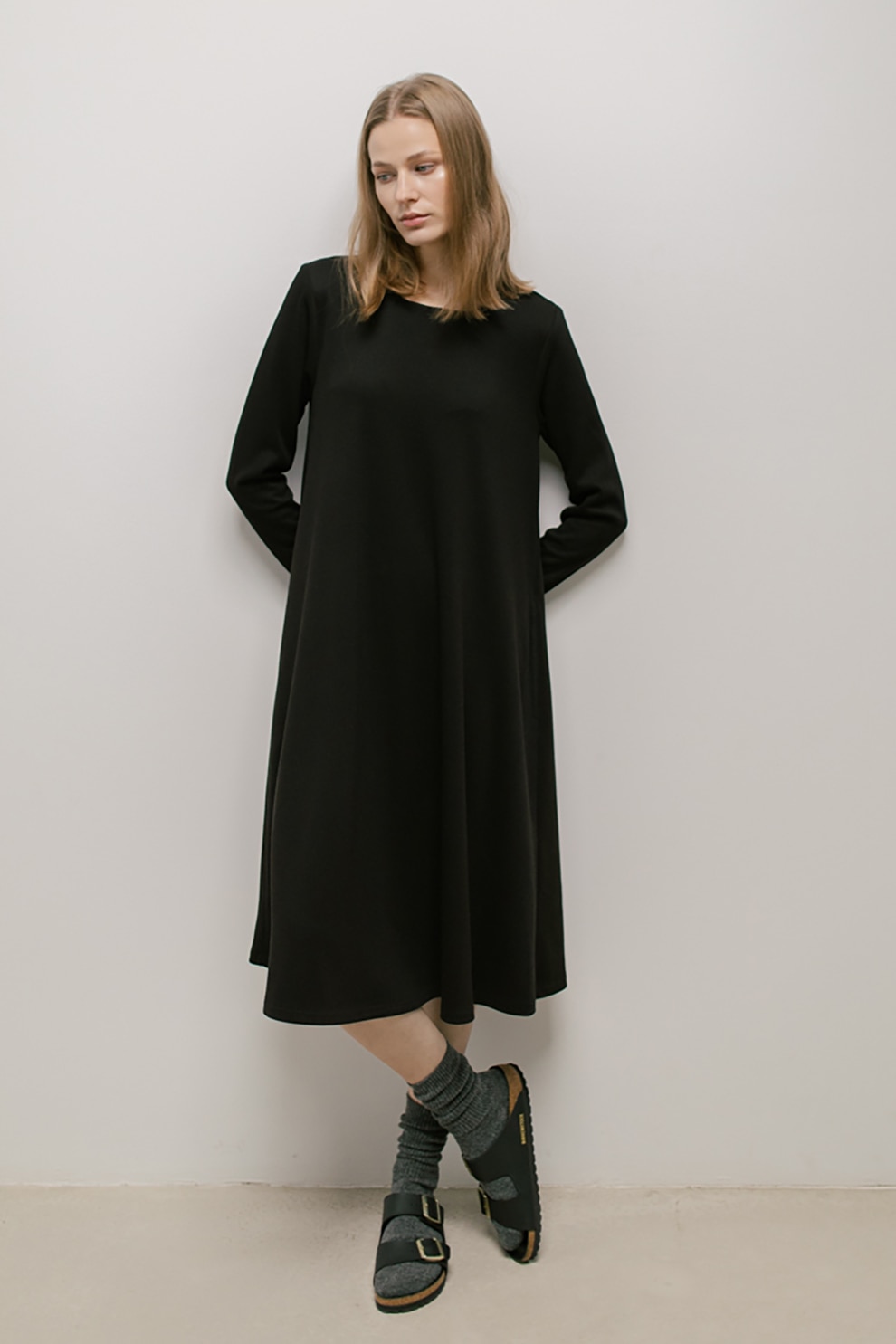 UNDRESS, Rochie midi lejera cu buzunare laterale, Negru