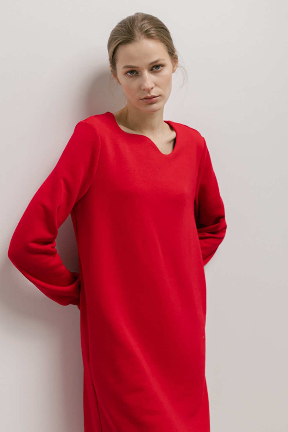 UNDRESS, Rochie dreapta cu decolteu asimetric, Rosu