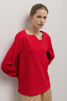 UNDRESS, Bluza din amestec de bumbac cu decolteu asimetric, Rosu UNDRESS, Bluza din amestec de bumbac cu decolteu asimetric, Rosu