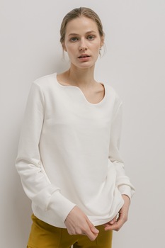 UNDRESS, Bluza din amestec de bumbac cu decolteu asimetric, Alb UNDRESS, Bluza din amestec de bumbac cu decolteu asimetric, Alb