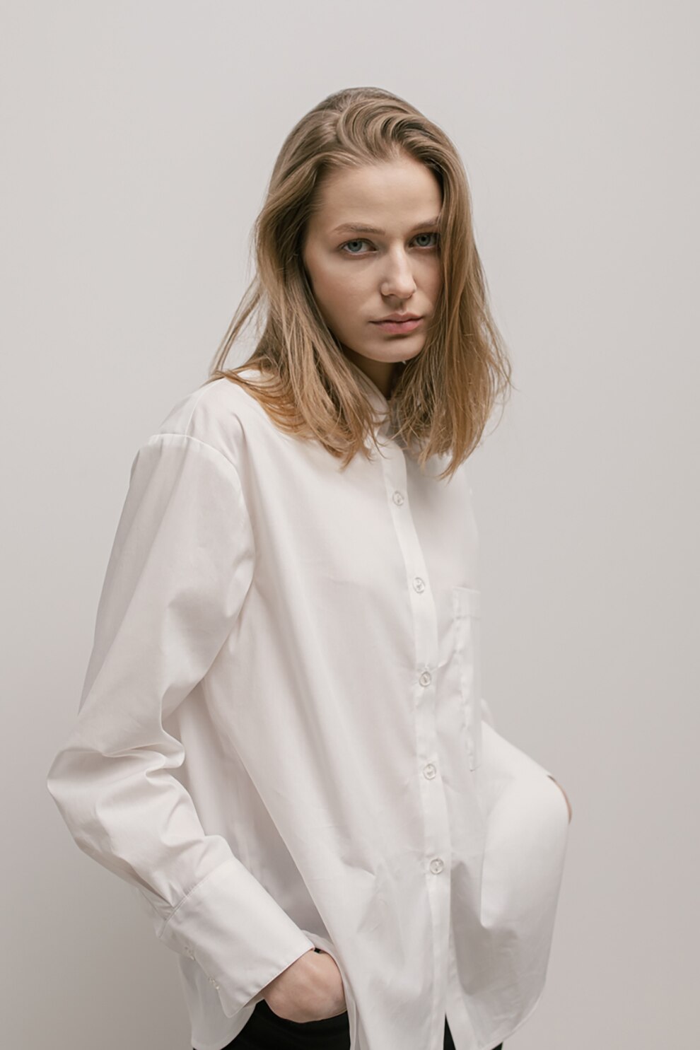 UNDRESS, Camasa cu buzunar superadimensionat pe piept, Alb