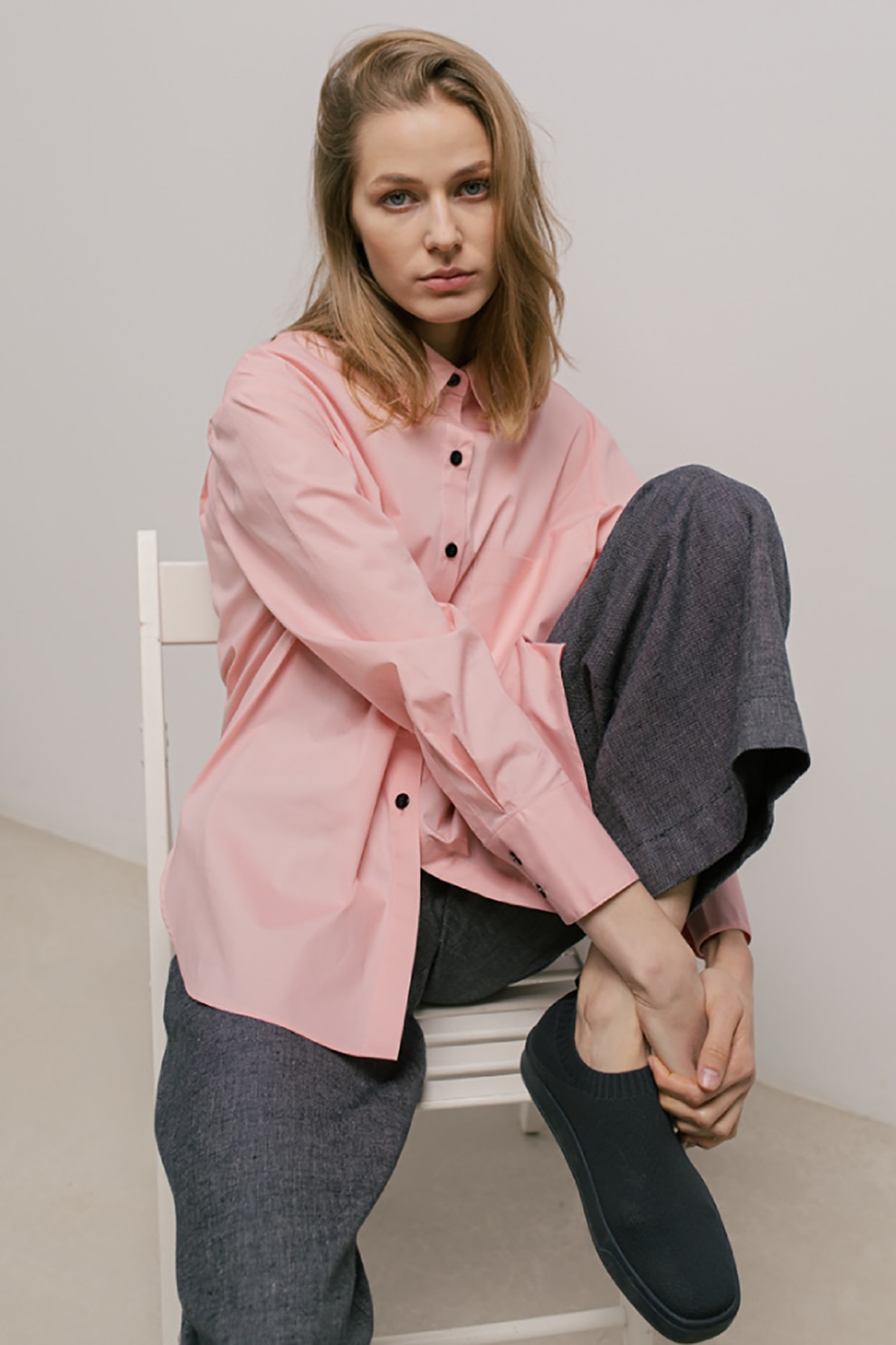 UNDRESS, Camasa cu buzunar superadimensionat pe piept, Roz pastel