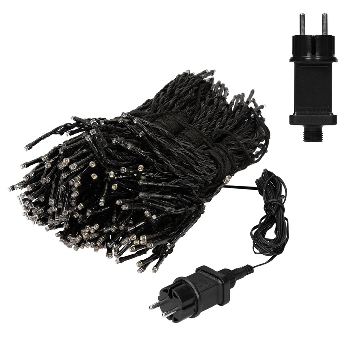 Instalatie luminoasa de Craciun tip stalp, ECD Germany, 360 Led-uri, alb cald, PVC, 800 cm lungime, decor unic, uz intern si extern