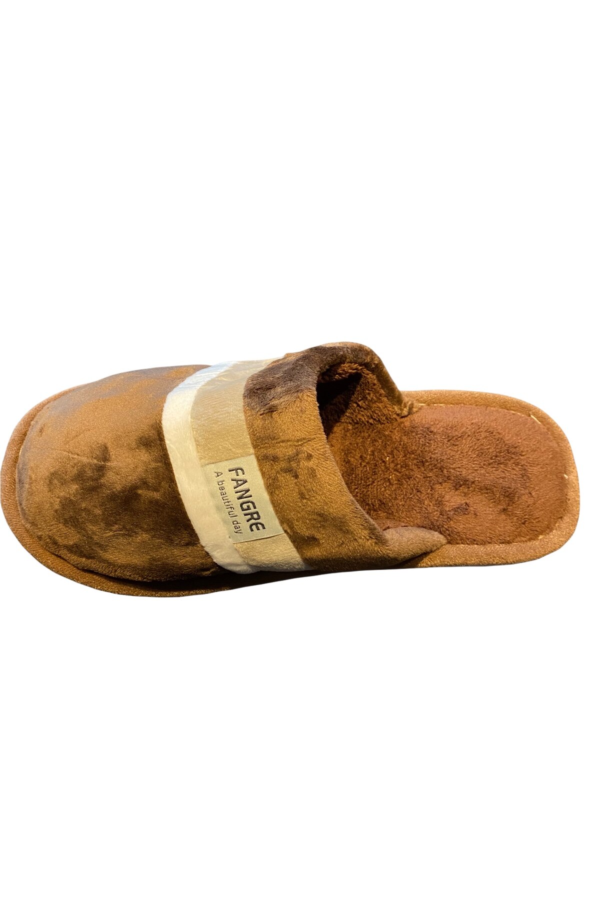 Papuci de casa pentru barbati cu model, Maro