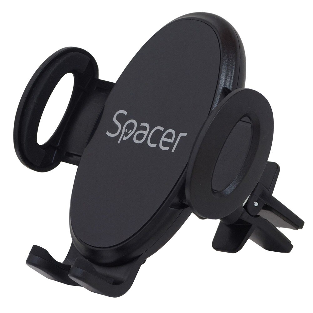 Suport auto Spacer SPCH-GRV-CLIPS pentru smartphone, fixare in ventilatie prin clips, prindere laterala, Negru
