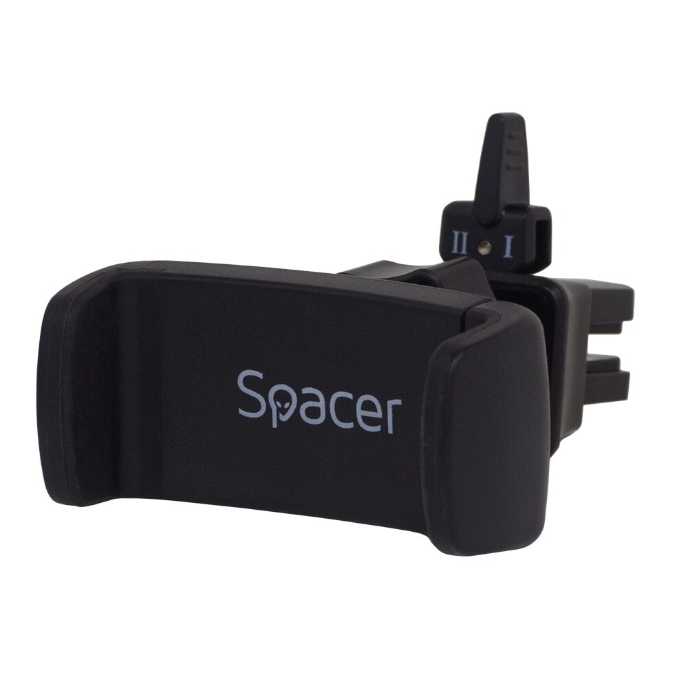 Suport auto Spacer SPCH-ARC-CLIPS pentru smartphone, fixare in ventilatie prin clips, prindere prin arc, Negru