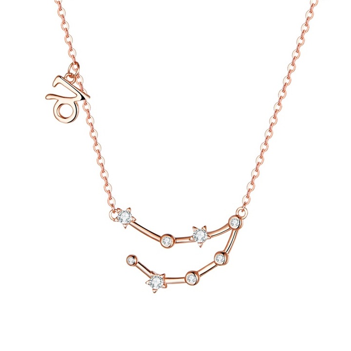 Colier capricorn, colier zodiac, rose gold, argint 925‰, Luss