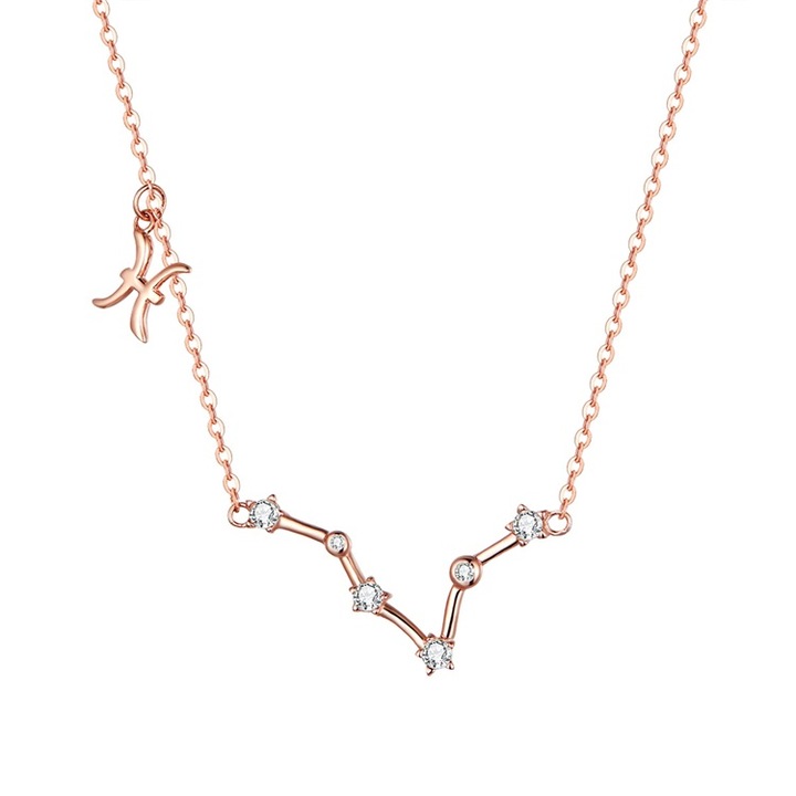 Colier pesti, colier zodiac, rose gold, argint 925‰, Luss