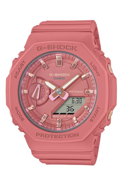 Casio, Часовник G-SHOCK с електронен и аналогов циферблат, Розов