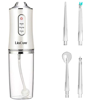 Irigator bucal profesional, dus bucal, Lila Care, Ultra-Portabil, 4 Capete Curatare, rezervor 220 ml, alb Irigator bucal profesional, dus bucal, Lila Care, Ultra-Portabil, 4 Capete Curatare, rezervor 220 ml, alb