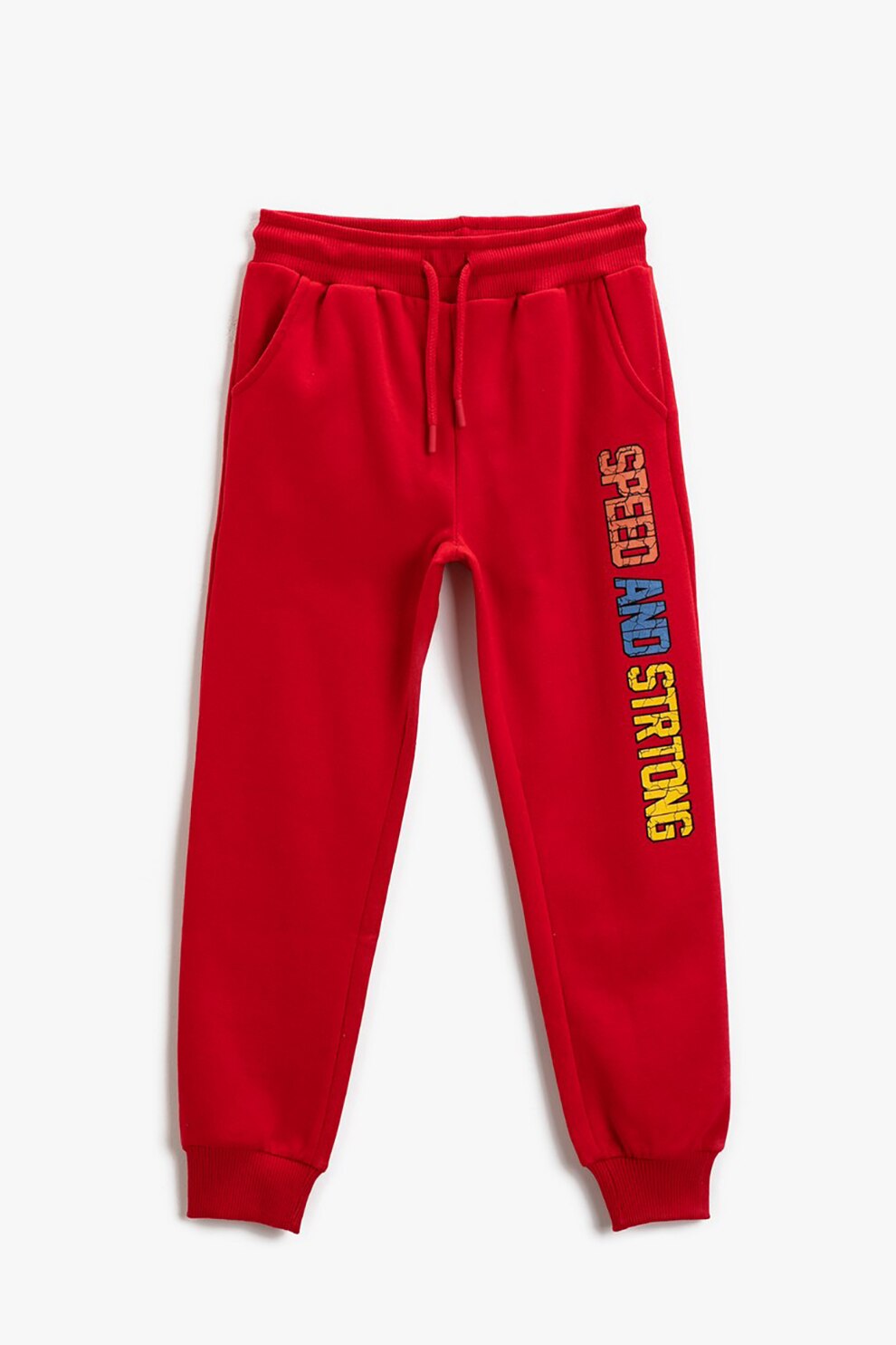 KOTON, Pantaloni sport conici cu snur de ajustare, Rosu/Albastru/Galben, 98-104 CM