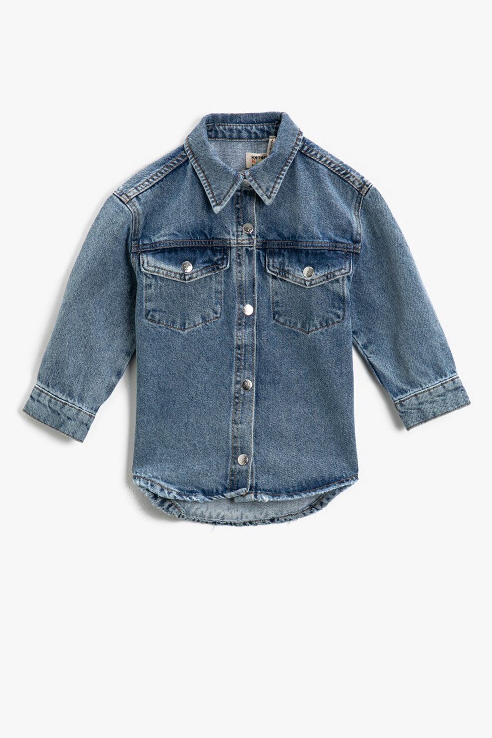 KOTON, Camasa din denim cu buzunare pe piept, Albastru prafuit