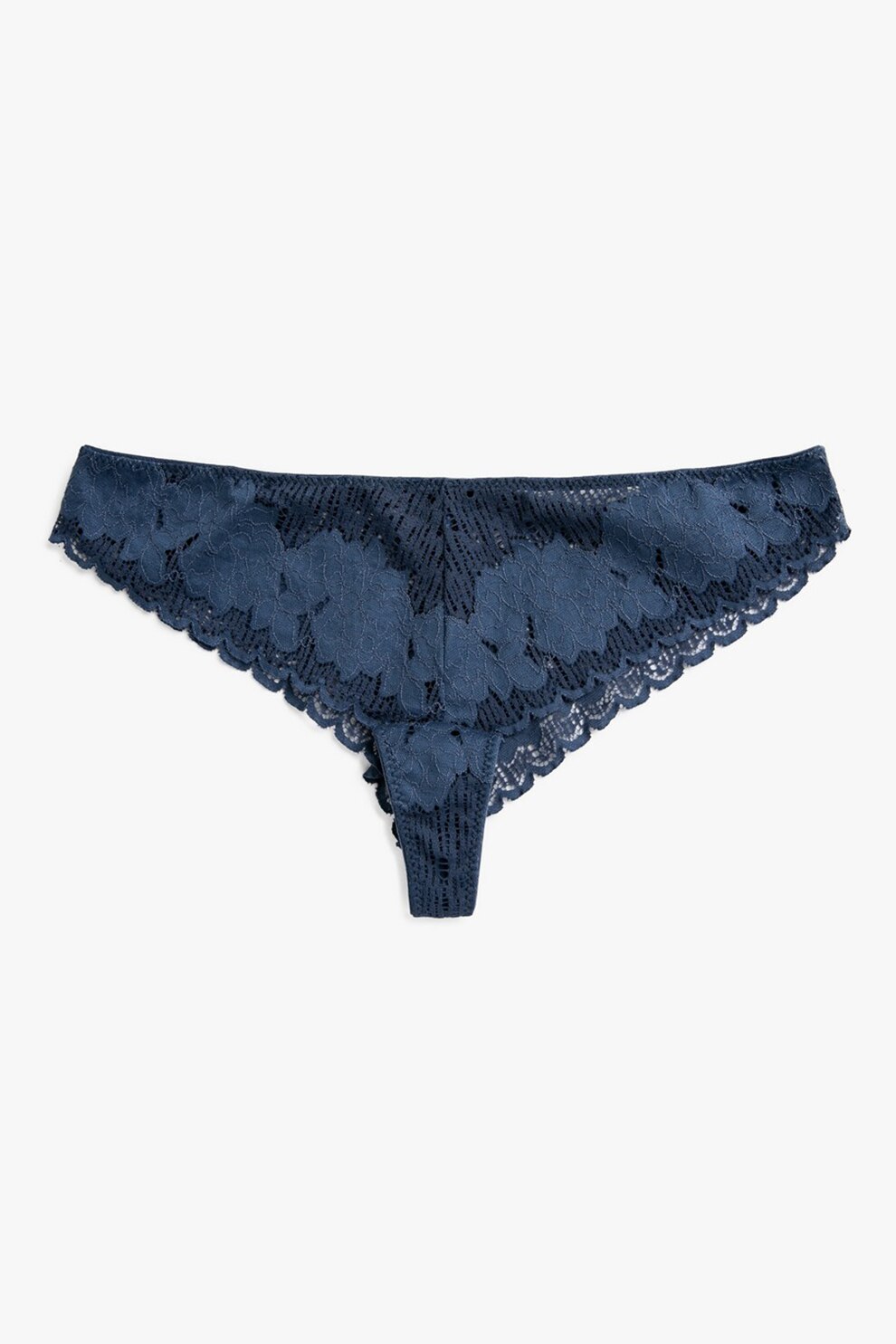 KOTON, Chiloti hipster din dantela, Albastru inchis, S