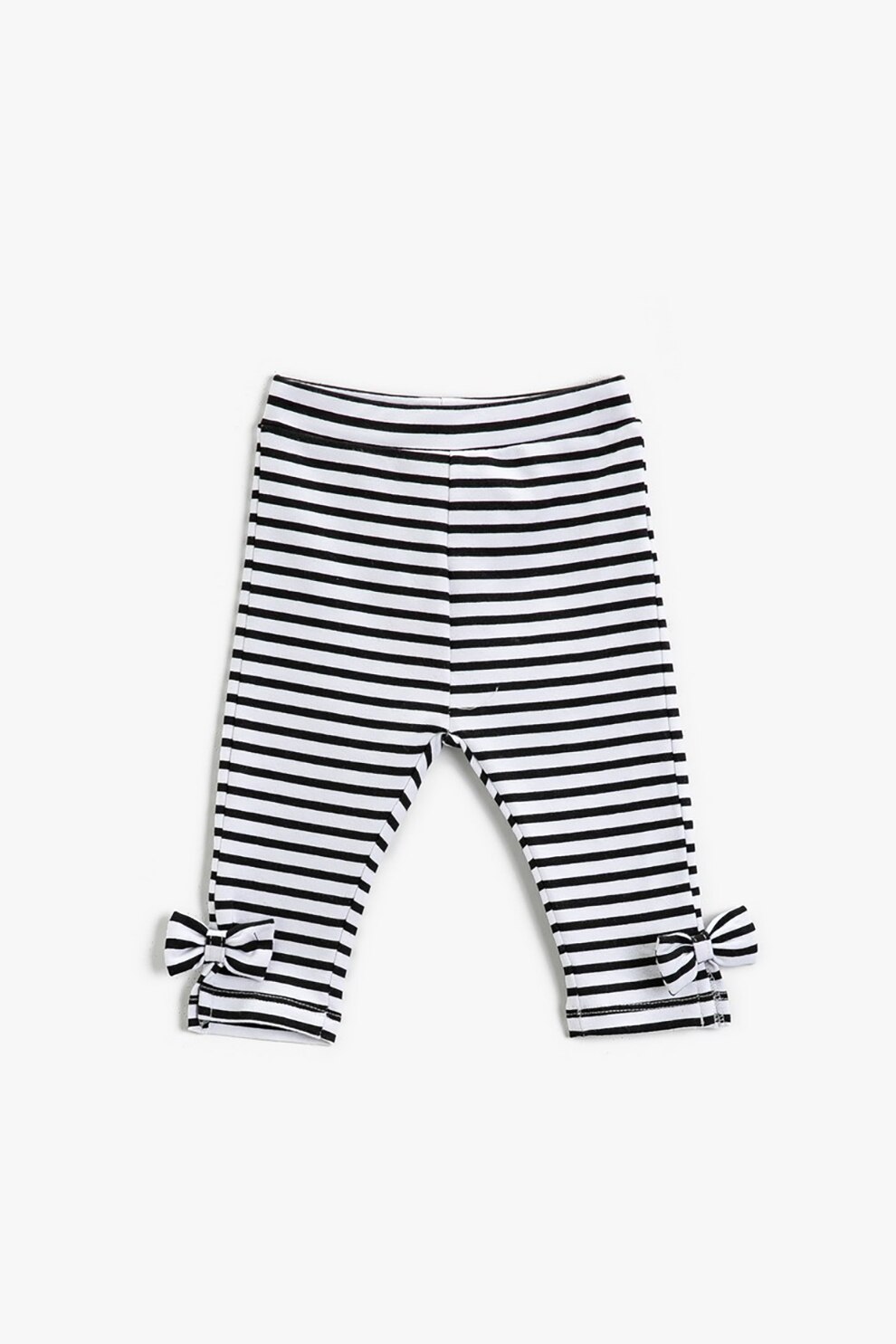 KOTON, Colanti cu model in dungi si aplicatii cu funda, Alb/Negru